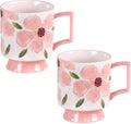 KAMMAK Ceramic Pink Coffee Mug, 15oz Large Mugs Set of 2, Novelty Cup for Tea, Juice, Milk, Cute Porcelain Water Cups with Handle for Women, Dishwasher and Microwave Safe
