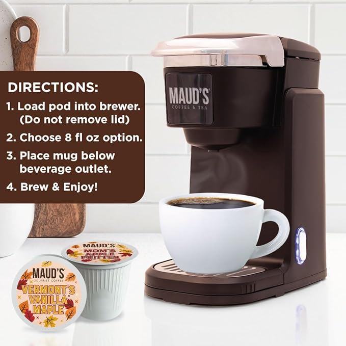 Maud’s Maple Vanilla & Apple Fritter Flavored Coffee Pods Variety Pack, 36 ct, Medium Roast Single Serve Pods – 100% Arabica Coffee, Compatible with Keurig K Cups Maker