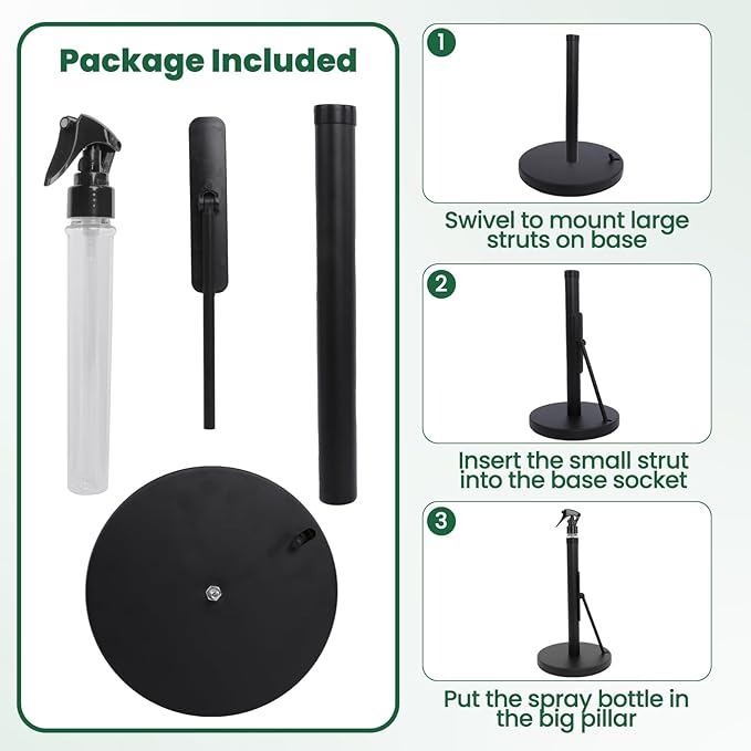 Paper Towel Holder with Spray Bottle,Heavy-Duty Countertop Kitchen Paper Towel Holder,Stainless Steel One-Handed Tear Kitchen Towel Dispenser for Countertop,Black