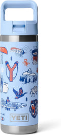 YETI Rambler 18 oz Bottle, Vacuum Insulated, Stainless Steel with Color Matching Straw Cap, Big Sky Summer Camp