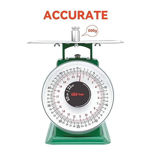 Tada 50lb Heavy Duty Mechanical Dial Kitchen and Food Scale with Stainless Steel Platform