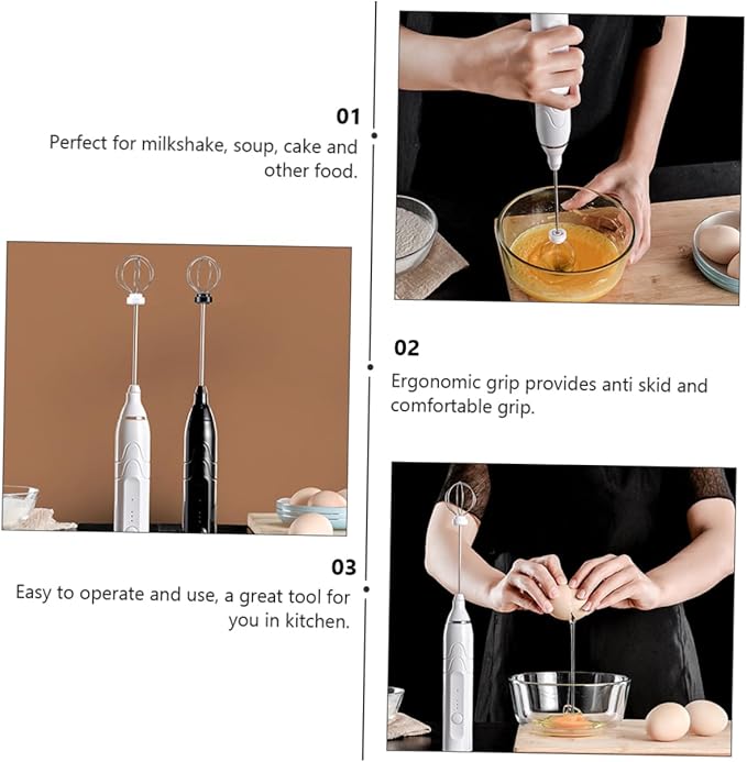Luxshiny Small Handheld Electric Whisk Rechargeable Milk Frother Electric Mixer Compact Egg Beater