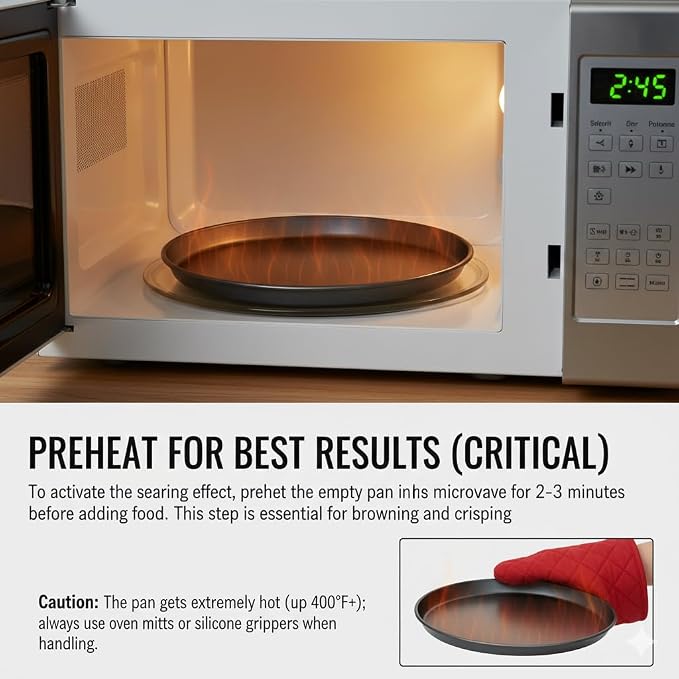 MACONEE 10inch Universal Microwave Crisper Pan/Microwave Cookware Browning Tray, Crispy Plate, Microwave Crispers for Reheat Frozen Pizza, Chicken Nuggets French Toast with Crispy Effect!