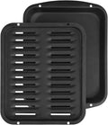 Broiler Pan for Oven Nonstick 16.75” x 13” Ceramic Coated - Broiling Pan for Oven Withstands Heat up to 550° F - Heavy Duty Broil Pans and Rack Circulate Heat and Drain Fat (Black)