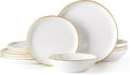 AmorArc Ceramic Dinnerware Sets,Handmade Reactive Glaze Stoneware Plates and Bowls Sets,Highly Scratch Resistant | Dishwasher & Microwave Safe Dishes Set,Service for 4 (12pc)