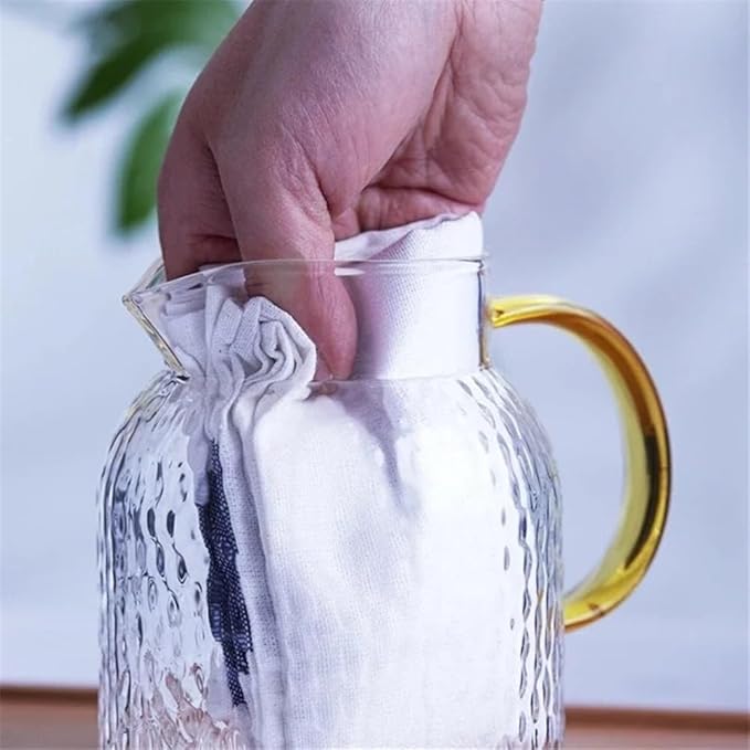 Water Pitcher Glass Water Pitcher with Filter Lid and Pouring Spout Heat Resistant Glass Carafe for Hot Cold Beverages Homemade Ice Tea Bottle Water Carafe(1.8L)