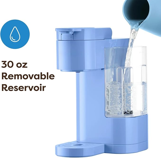 K-Express Essentials Single-Serve KCup Pod Coffee Maker 3 Cup Sizes Fast Fresh Brew 30oz Removable Water Reservoir Travel Mug Friendly Maintenance Alert Space-Saving (Blue)