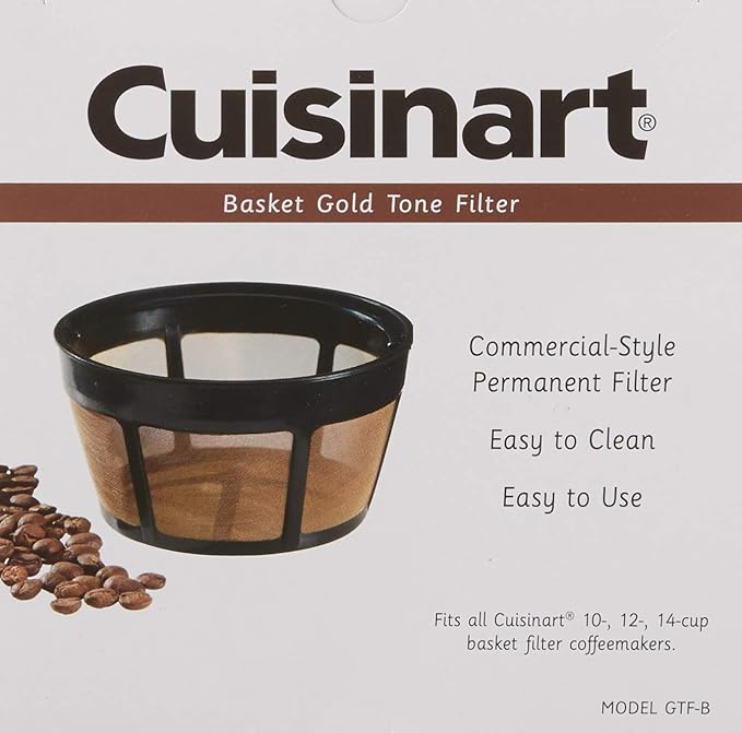 Cuisinart Coffee Maker, 14-Cup Glass Carafe, Fully Automatic for Brew Strength Control & 1-4 Cup Setting, Stainless Steel, DCC-3200P1 & GTF-B Gold Tone Coffee Filter, Basket, Burr Mill