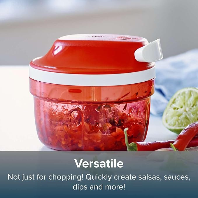 Tupperware Power Chopper Mini - Manual Food Processor - 300ml Capacity - No Electricity Needed - Ideal for Chopping Herbs, Nuts, Garlic, Vegetables - Food Preparation Accessory & Kitchen Gadget