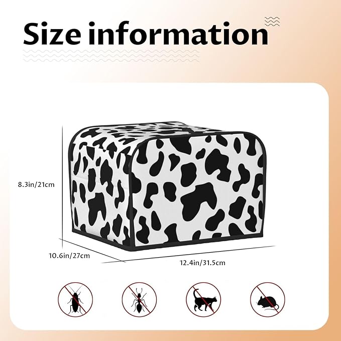Toaster Cover 4 Slice Cow Print Kitchen Small Appliance Covers with Pockets Dust and Fingerprint Protection