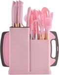19 Piece Kitchenware Utensils and Knife Set- Includes: 9 Piece Silicone Cooking Utensils- 6 Piece Sharp Stainless Steel Chef Knives- Scissors -Whisk Tongs and Cutting Board