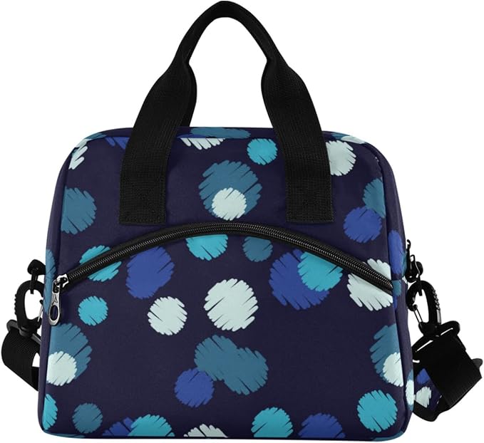 Polka Dot Insulated Lunch Bag Reusable Lunch Tote Bag Cooler Bag for Women Men Adult Lunch Box with Adjustable Shoulder Strap Leakproof Lunch Bag for Work School Picnic Camping