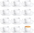 Maxdot 12 Set 2.7 OZ Porcelain Espresso Cups with Saucers White Ceramic Coffee Cups and Saucers Cappuccino Mug Latte Cup for Cafe Mocha Barista Coffee Shop