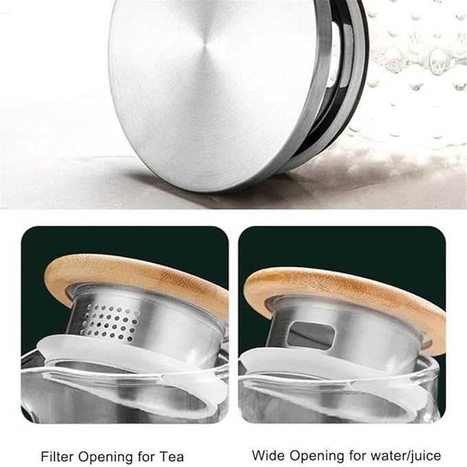 Water Pitcher Glass Water Pitcher with Filter Lid and Pouring Spout Heat Resistant Carafe for Hot Cold Beverages Homemade Ice Tea Bottle Glass Pot(1.8L)