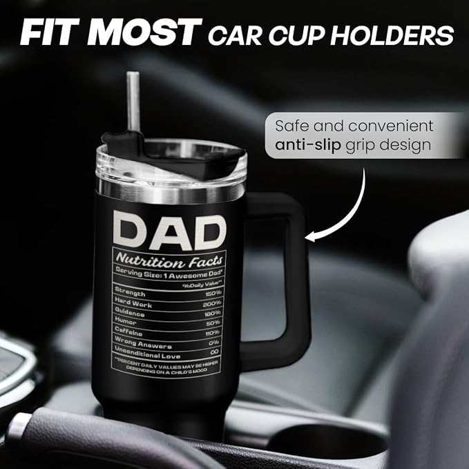SANDJEST Dad Gift from Daughter, 40oz Stainless Steel Insulated Coffee Tumbler With Lid & Straw, Travel Cup Gift for Dad, Christmas Birthday Father's Day