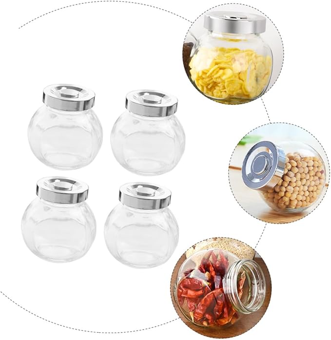 Cabilock 8pcs Glass Storage Jars Lids Food Storage Canister for Dry Fruit Tea Canister Pantry Meal Prep Containers