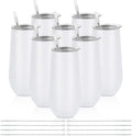 Lifecapido 8 Pack Insulated Champagne Tumblers, 12oz Champagne Flute Tumbler, Stainless Steel Stemless Champagne Glass, Unbreakable Cocktail Cups with Lid for Birthday Party Wedding Christmas (White)