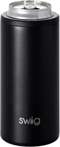 Swig Slim Can Cooler, Insulated Skinny Can Holder, Stainless Steel Cooler for Tall Skinny Cans (Black)