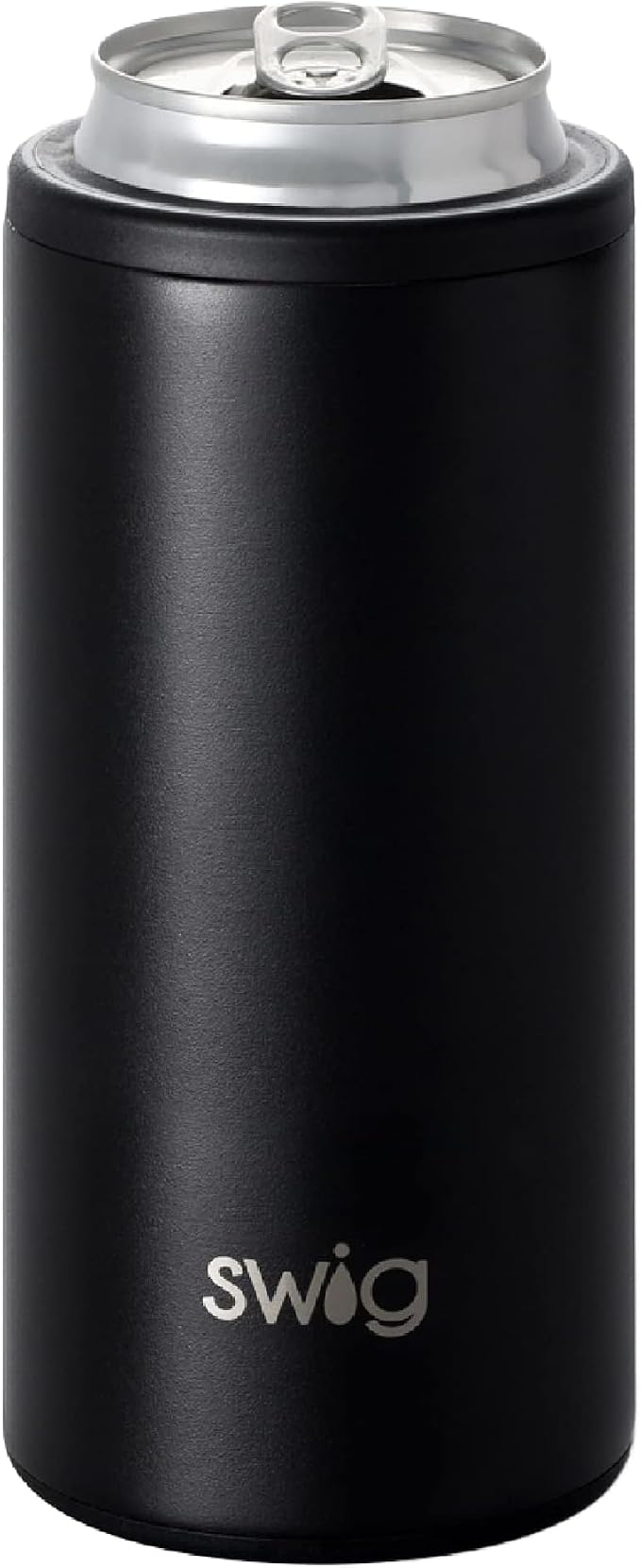 Swig Slim Can Cooler, Insulated Skinny Can Holder, Stainless Steel Cooler for Tall Skinny Cans (Black)