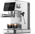 AMZCHEF Espresso Machine 20 Bar, Compact Coffee Maker with LED Touch Screen & Milk Frother, Brushed Stainless Steel Housing Espresso Maker for Home & Office, Coffee Machine for Cappuccino, Latte