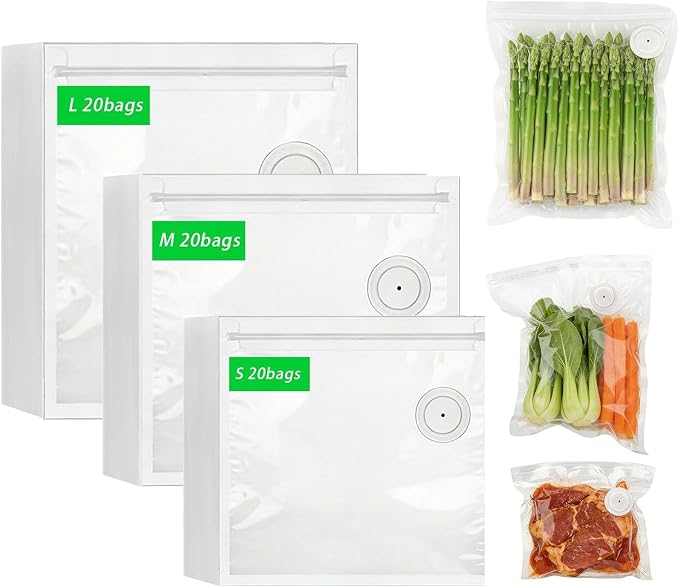 60 Pack Reusable Food Storage Bags Bundle - 20 Large, 20 Medium, 20 Small - Leakproof Airtight Silicone Storage Set - BPA Free, Freezer Safe, Eco-Friendly Kitchen Organization