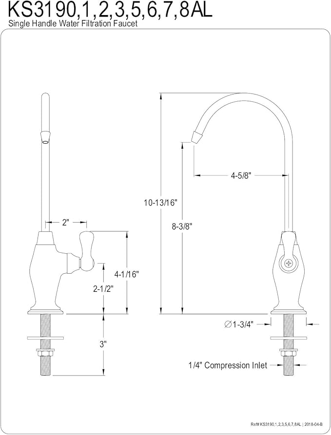 Kingston Brass Gourmetier KS3192AL Restoration Single Handle Water Filtration Faucet, Polished Brass, 10.81 x 4.63 x 1.75