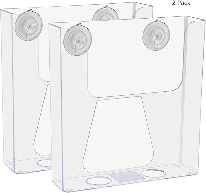 Marketing Holders 2 Pack Suction Cup Brochure Holder Holds 6" Wide Literature Sign Holder Window or Glass Wall Mount Display Indoor or Outdoor Graphic Images Amenity Flyers Reference Racks