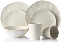 Morgiana Bamboo Dinnerware Set, 8-Pieces Reusable Tableware Set Eco-Friendly Bamboo Fiber Plates, Cups, Bowls for 2 Person (White)