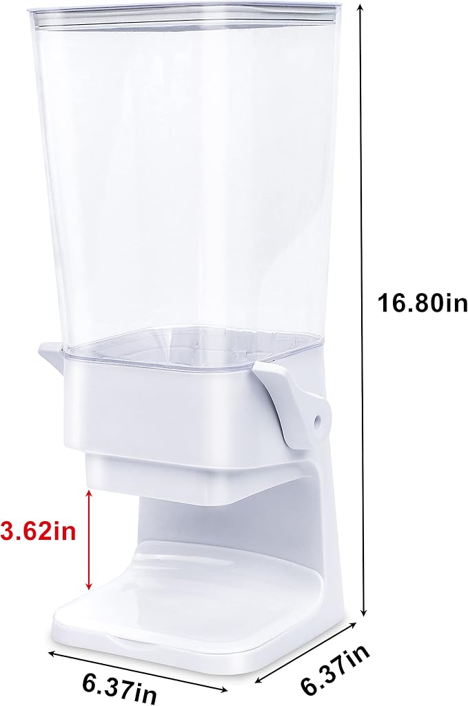 Cereal Dispenser Countertop with lids, 5L Organization and Storage Containers for Kitchen and pantry, Plastic Containers for food, Cereal, Rice, Beans, Grains, Nuts, Oatmeal, Pet food, White, 1Pc