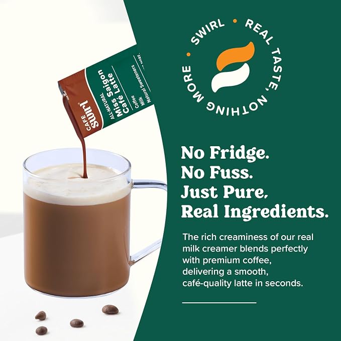Swirl - Miss Saigon Cafe Latte - Vietnamese Inspired Espresso, Milk Blend, Single Serve, Smooth, Sweet, Balanced, No Fridge - 38g per pack 10 packets