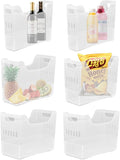 6 Pcs Plastic Freezer Organizer Bins with Wheel Tall Narrow Kitchen Organization Rolling Bins Storage for Cabinet, Bathroom, Under Sink, Office