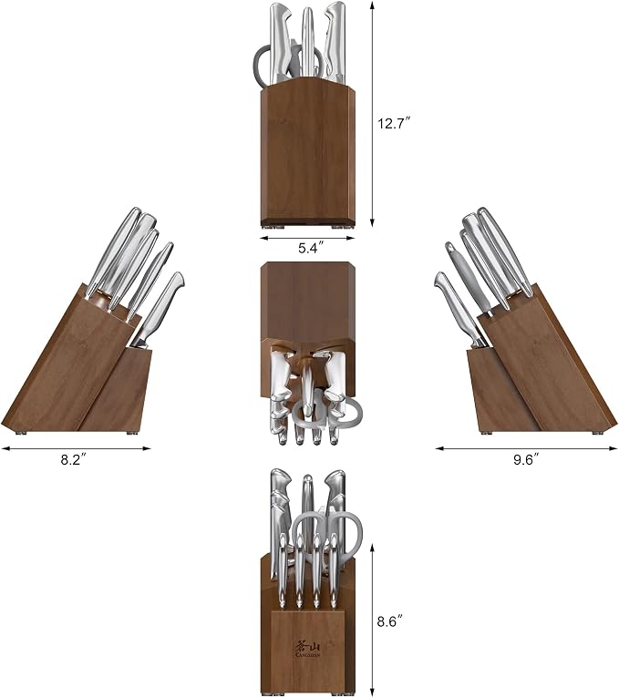 Cangshan Sanford Series 1027150 German Steel 12-Piece Knife Block Set, Acacia