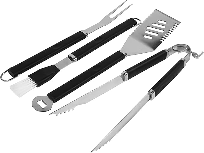 Mr. Bar-B-Q, Inc. 02466Y Plastic Finger Grip 4-Piece Tool Set, Black