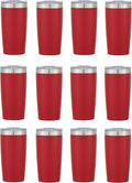 12 Ct of 20 Oz Two-Tone Himalayan Stainless Steel Tumbler with Lid – Red – Customizable Insulated Cups for Water, Coffee, Hot & Iced Drinks – Great for DIY, Events, Work