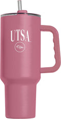 Logo Brands NCAA UTSA Roadrunners Berry 40 oz Tumbler with Handle - Stylish Everyday Use Powder Coated-Stainless Steel with Straw- Keeps Cold For Hours