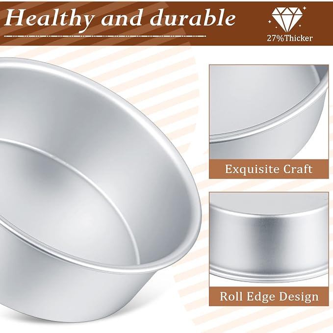 Gerrii 27 Pcs 4 Inch Cake Pans Nonstick Aluminum Small Round Cake Baking Pans Molds for Cheese, Pizza, Quiche, Home Party Baking Supplies, Leakproof and Easy Release
