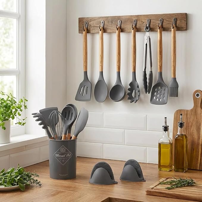 Silicone Cooking Utensils Set,Bottle Brush Set,Reusable Food Storage Bags