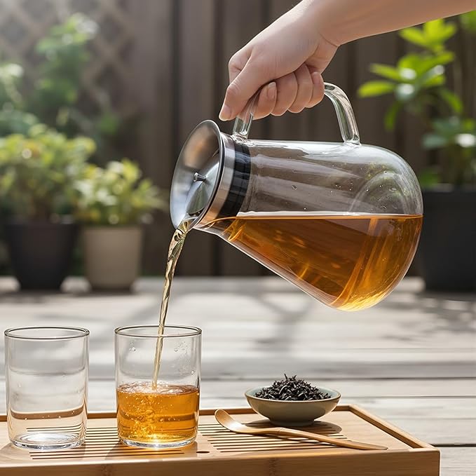 Aquach 27oz Glass Teapot with Filter Lid, Personal Stovetop Tea Pot | Dishwasher Safe, Borosilicate Glass, Plastic-free, Personal 1-2 Cup Use, 6in Height Fridge Safe, One-step Filter Lid