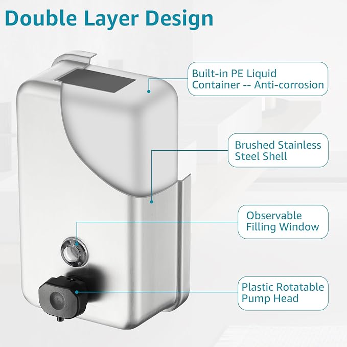 modunful Commercial Hand Dryer & Stainless Steel Soap Dispenser for High-Traffic Bathroom