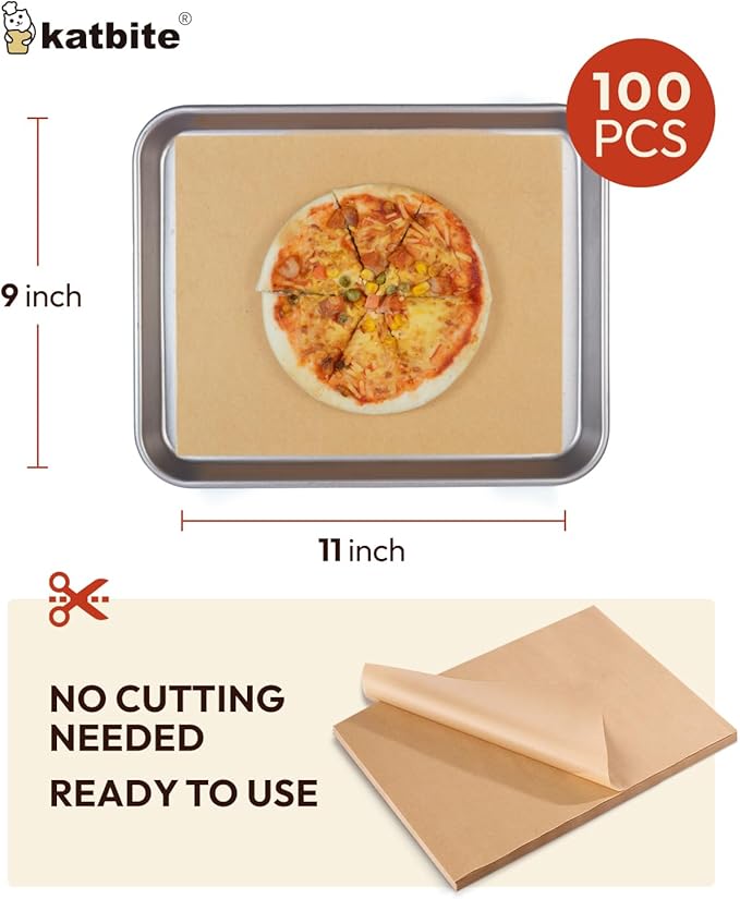 Katbite Air Fryer Disposable Paper Liners 200 Pcs, 9x11 Inch, Oil Resistant & Easy Clean, Non-stick Rectangular Paper Sheets Basket Liner for Toaster Oven Xl Air Fryer