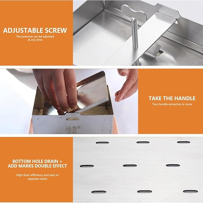 Tofu Presses Stainless Tofu Press Adjustable Paneer Maker with Drain Hole and Drip Tray 16129cm Cheese for Making 1kg Tofu Cheese for Home&Kitchen White