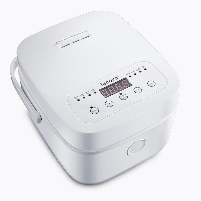 Digital Mini Rice Cooker 4 Cups Uncooked, 2L Rice Cooker Small, Portable Rice Cooker Small for 3-4 People, Travel Rice Cooker, Multi-cooker with 8 Smart Programs, 400W, White