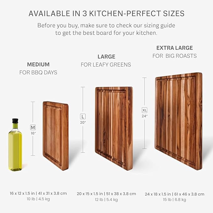 Teakhaus Carving Board with Juice Groove - Small (S) Teak Wood Cutting Board 16”L x 12”W x 1.5” Thick - Sustainably Harvested & FSC Certified - Knife Friendly with Beeswax Oil Finish