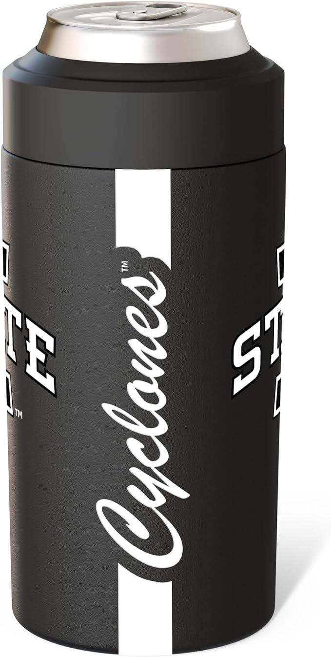 Frost Buddy NCAA Universal Buddy - Fits all - Stainless Steel Can Cooler for 12 oz & 16 oz Regular or Slim Cans & Bottles - Stainless Steel (Iowa State Hawkeyes)