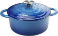 5QT Cast Iron Dutch Oven with Lid, Heavy-Duty Enameled Soup Pot with Dual Handles and Oven Safe for Bread Baking, Braising, Cooking and Family Gifts, Blue
