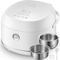 Novaspark Stainless Steel Rice Cooker Small 6 Cup (Uncooked) / 12-Cup (Cooked) with Stainless Steel Inner Pot, Compact Mini Rice Cooker Small Kitchen, Low Carb Rice Maker, 24H Timer and Auto Keep Warm