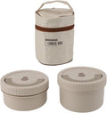 -Proof Thermal Lunch Container Set – 2-Piece Round Insulated Food Box in Premium 316 Stainless Steel with Carry Bag, Beige