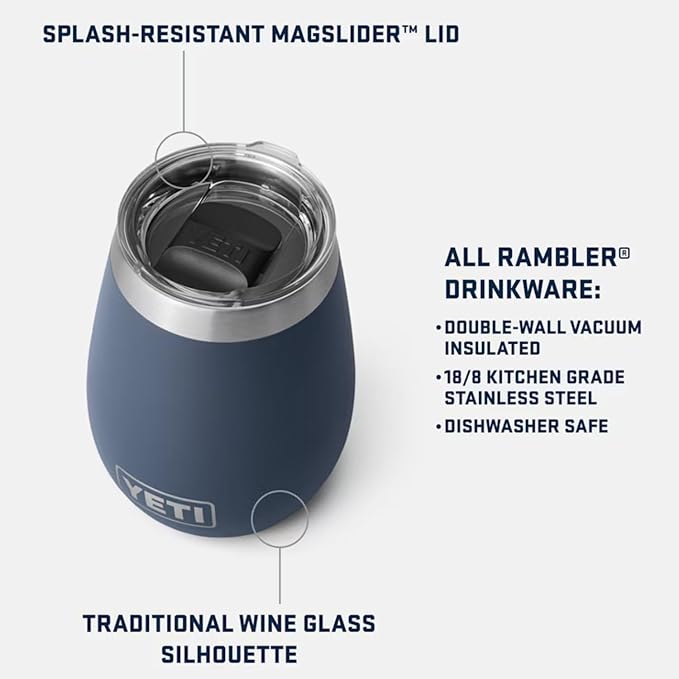 YETI Rambler 10 oz Wine Tumbler, Vacuum Insulated, Stainless Steel with MagSlider Lid, Cape Taupe