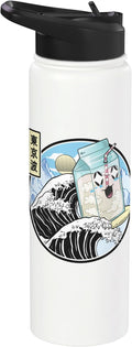 Milk Carton Surfing Great Waves Anime Kawaii Aesthetic Stainless Steel Insulated Water Bottle
