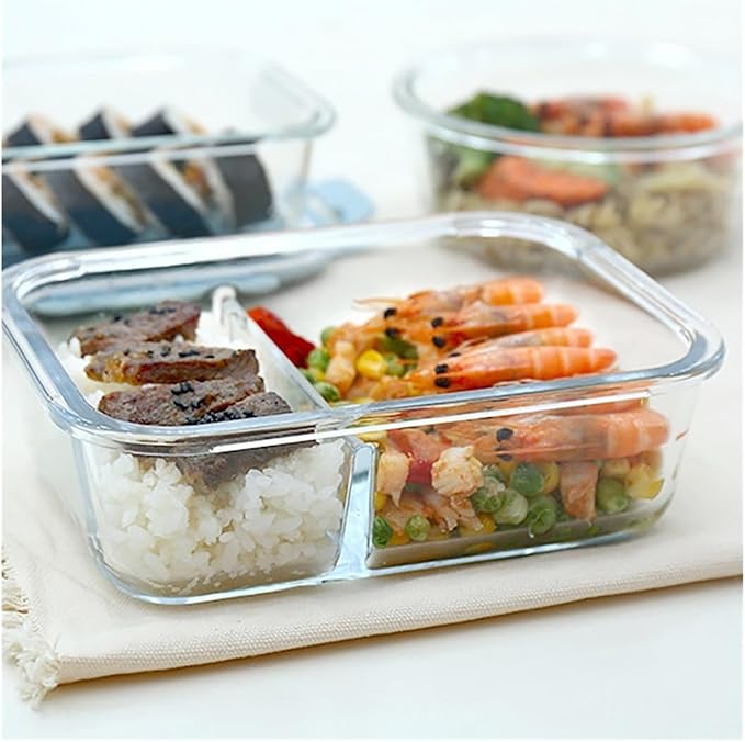 Glass Food Storage Containers with Lids - Durable Meal Prep Glass Containers for Kitchen Organization